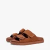Nubuck Leather Double-Strap Slide Sandal