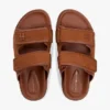 Nubuck Leather Double-Strap Slide Sandal