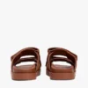 Nubuck Leather Double-Strap Slide Sandal