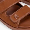 Nubuck Leather Double-Strap Slide Sandal