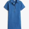 Open Placket Denim Mini Dress Open Placket Denim Mini Dress