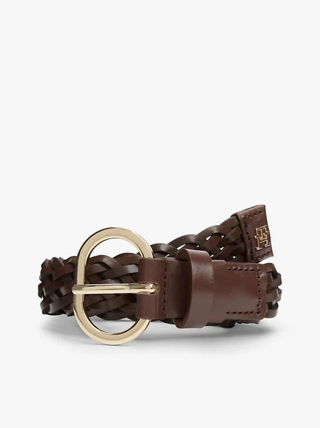 Oval Buckle Woven Leather Belt Oval Buckle Woven Leather Belt