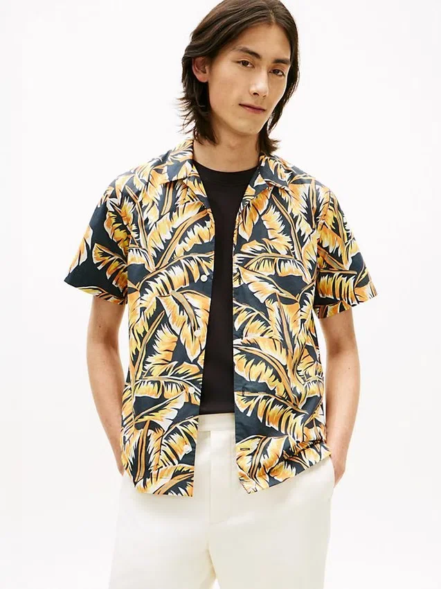 Palm Leaf Print Paper-Touch Camp Shirt Palm Leaf Print Paper-Touch Camp Shirt