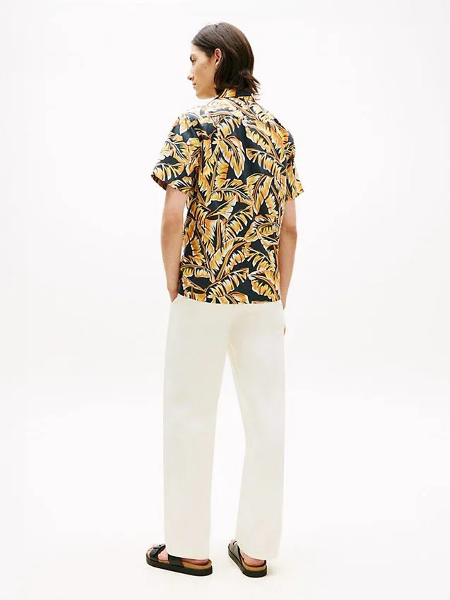 Palm Leaf Print Paper-Touch Camp Shirt Palm Leaf Print Paper-Touch Camp Shirt