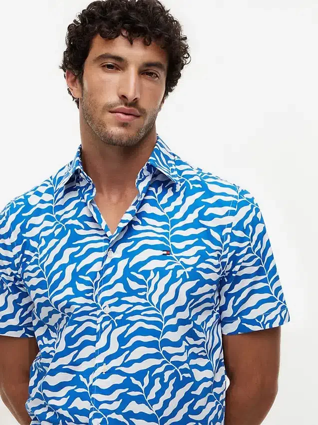 Palm Leaf Print Paper-Touch Shirt Palm Leaf Print Paper-Touch Shirt
