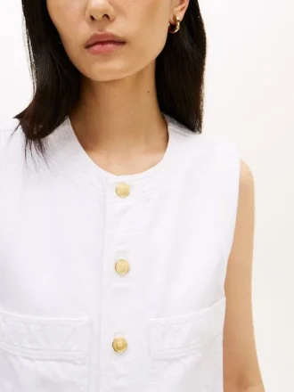 Patch Pocket Denim Shift Mini Dress
