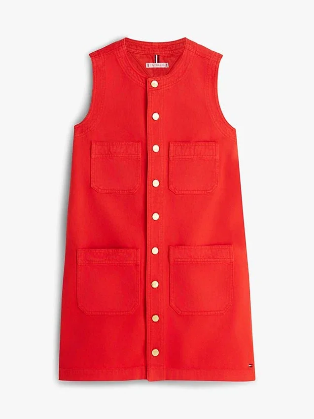 Patch Pocket Denim Shift Mini Dress Patch Pocket Denim Shift Mini Dress