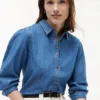 Puff-Sleeve Chambray Shirt Puff-Sleeve Chambray Shirt