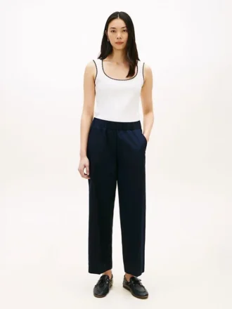 Pull-On Wide-Leg Ankle Pant
