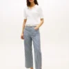 Railroad Stripe High-Rise Wide Leg Jean