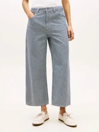 Railroad Stripe High-Rise Wide Leg Jean