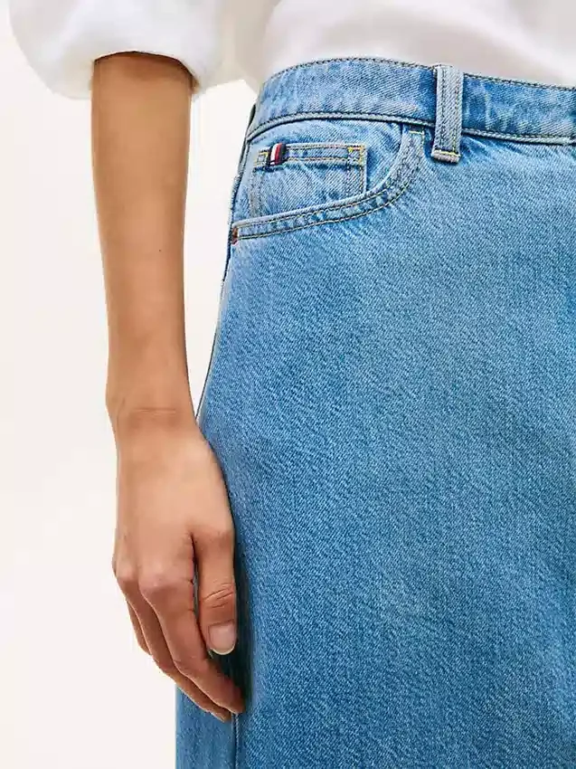 Raw Hem Denim Midi Skirt Raw Hem Denim Midi Skirt