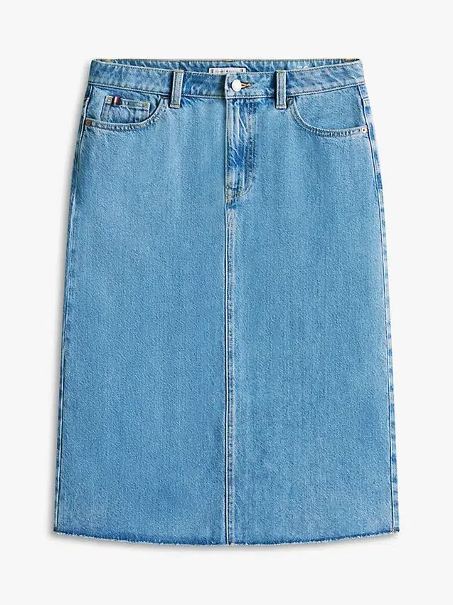 Raw Hem Denim Midi Skirt Raw Hem Denim Midi Skirt