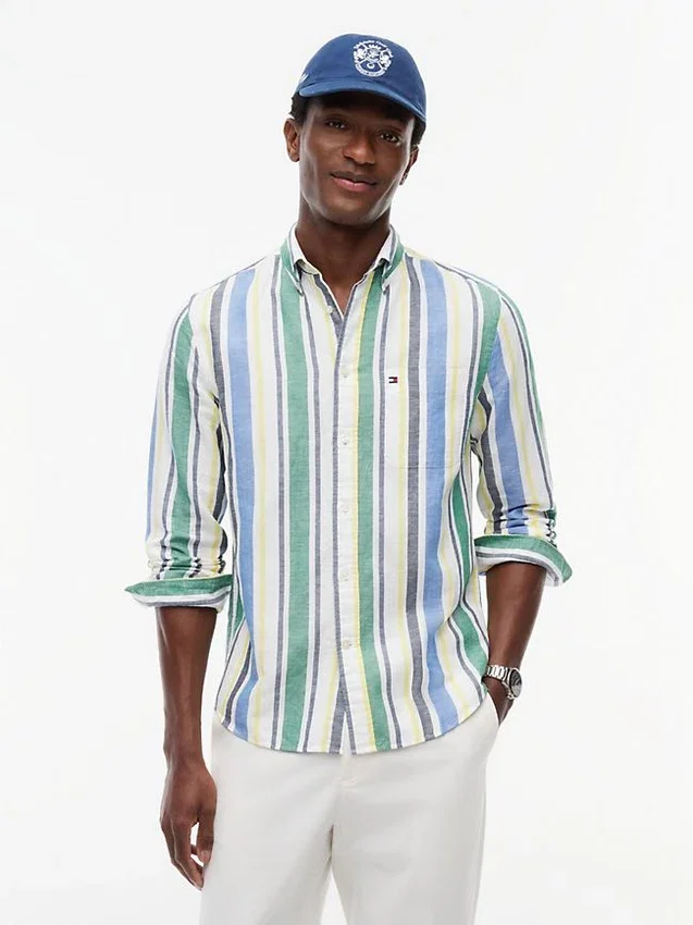 Regular Bold Stripe Linen-Blend Shirt Regular Bold Stripe Linen-Blend Shirt