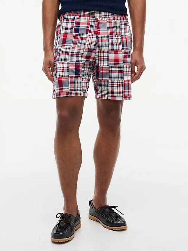 Regular Fit 7″ Patchwork Madras Short Regular Fit 7″ Patchwork Madras Short