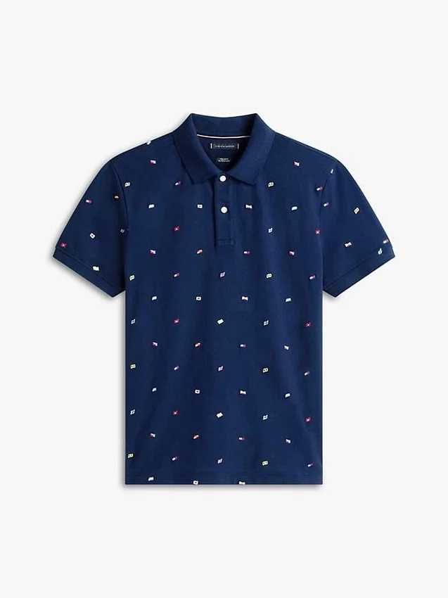 Regular Fit Allover Flag Pique Polo Regular Fit Allover Flag Pique Polo