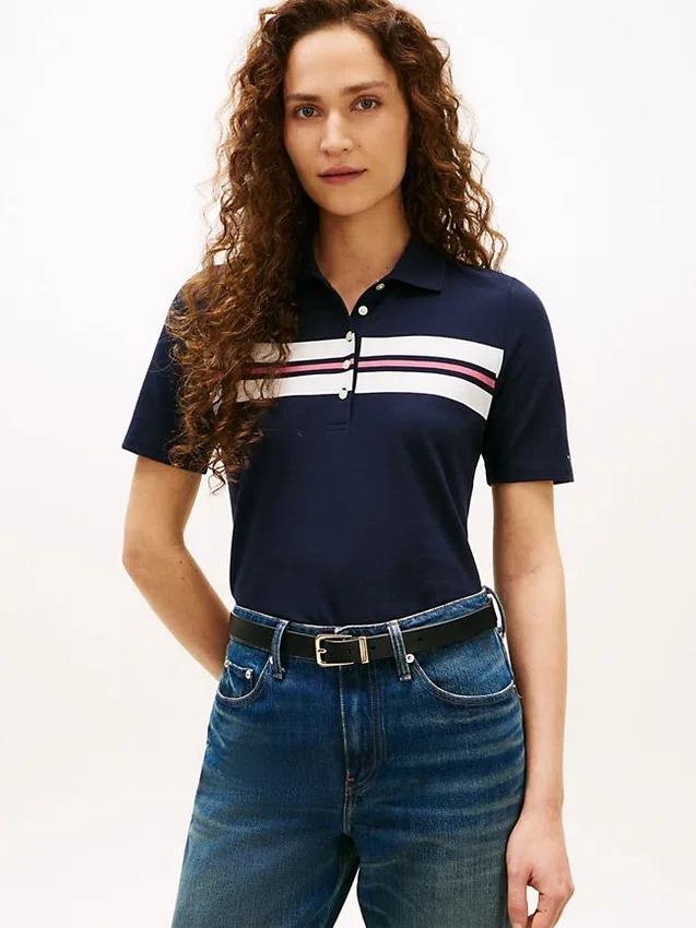 Regular Fit Block Stripe Stretch Polo Regular Fit Block Stripe Stretch Polo