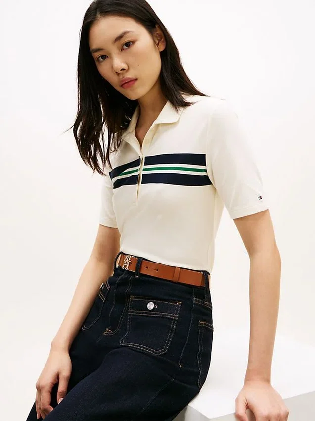 Regular Fit Block Stripe Stretch Polo Regular Fit Block Stripe Stretch Polo