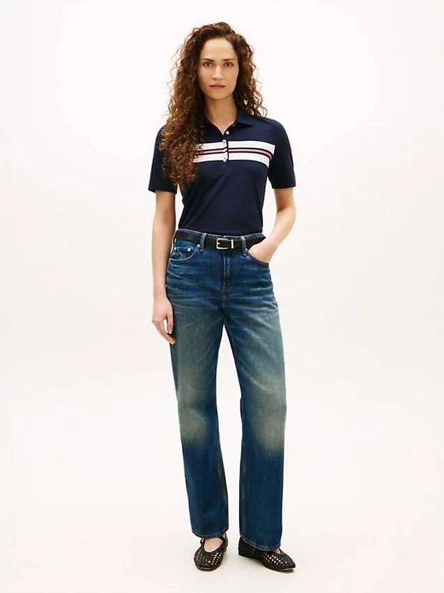 Regular Fit Block Stripe Stretch Polo Regular Fit Block Stripe Stretch Polo