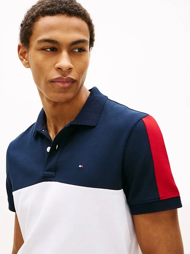Regular Fit Colorblock Stripe Pique Polo Regular Fit Colorblock Stripe Pique Polo