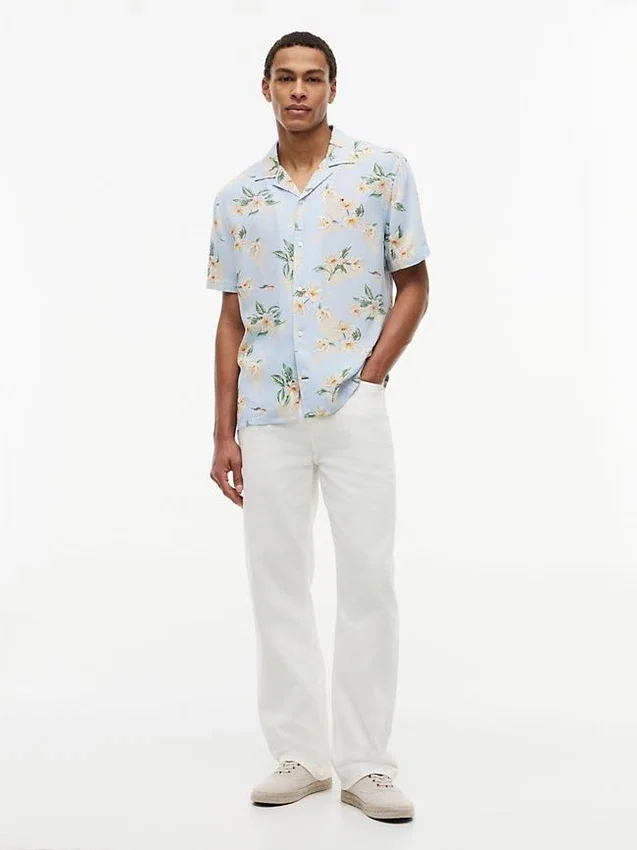 Regular Fit Floral Linen-Blend Camp Shirt Regular Fit Floral Linen-Blend Camp Shirt