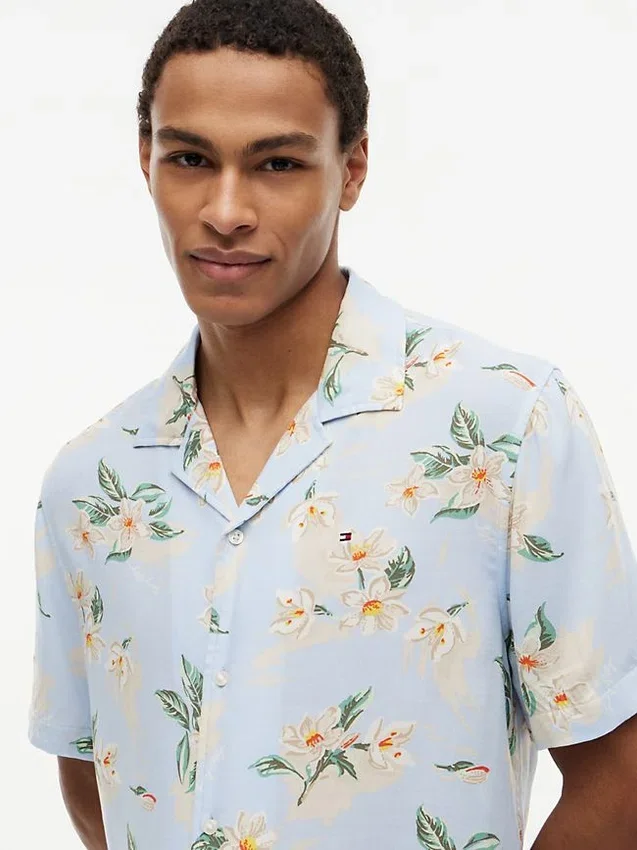 Regular Fit Floral Linen-Blend Camp Shirt Regular Fit Floral Linen-Blend Camp Shirt