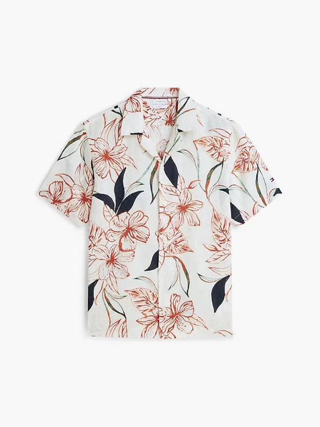Regular Fit Floral Linen Camp Shirt Regular Fit Floral Linen Camp Shirt