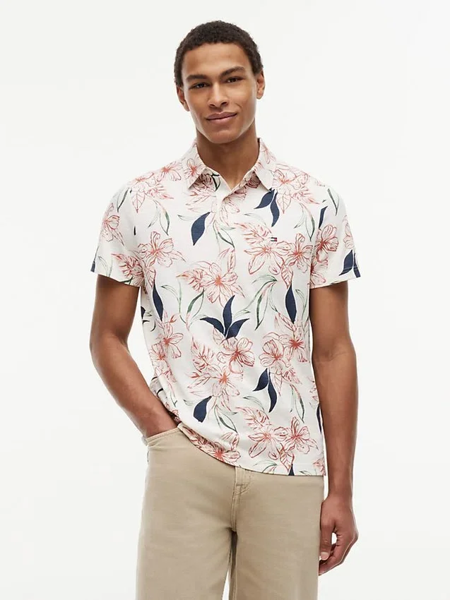 Regular Fit Floral Print Jersey Polo Regular Fit Floral Print Jersey Polo