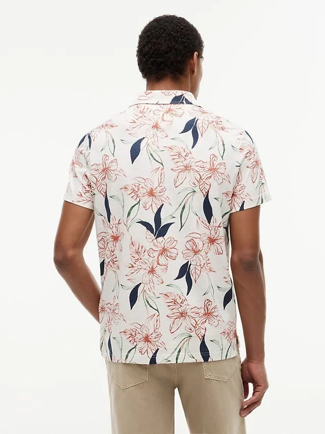 Regular Fit Floral Print Jersey Polo Regular Fit Floral Print Jersey Polo