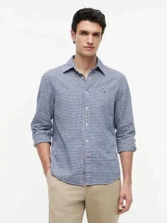 Regular Fit Gingham Linen-Blend Shirt