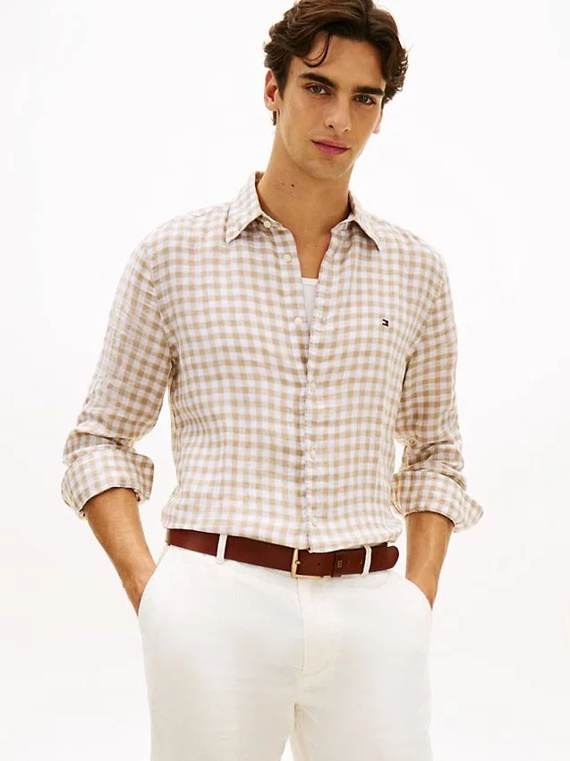Regular Fit Gingham Linen Shirt Regular Fit Gingham Linen Shirt