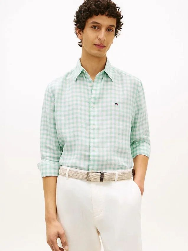 Regular Fit Gingham Linen Shirt Regular Fit Gingham Linen Shirt