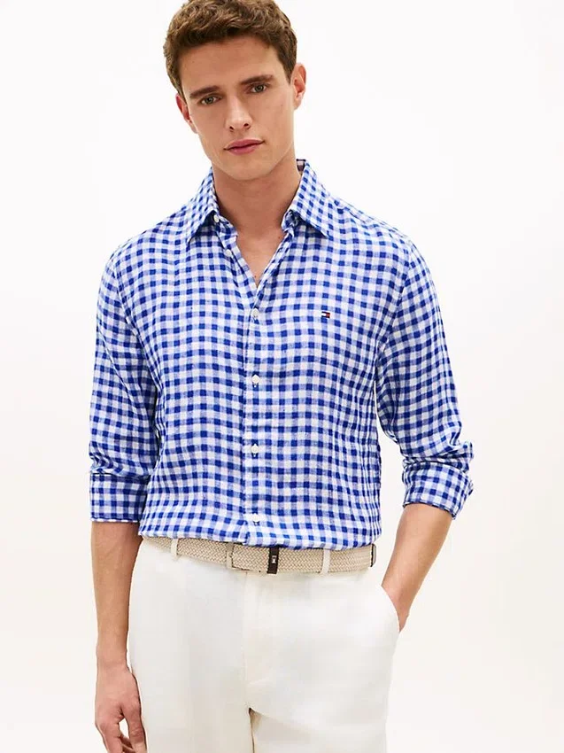 Regular Fit Gingham Linen Shirt Regular Fit Gingham Linen Shirt