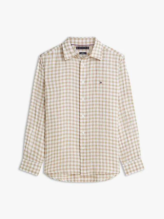 Regular Fit Gingham Linen Shirt Regular Fit Gingham Linen Shirt