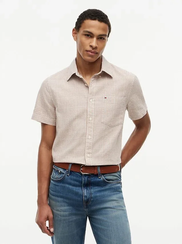 Regular Fit Glen Plaid Linen-Blend Shirt Regular Fit Glen Plaid Linen-Blend Shirt