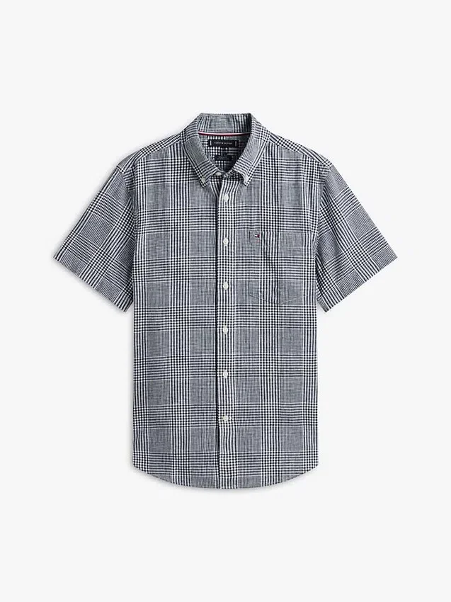 Regular Fit Glen Plaid Linen-Blend Shirt Regular Fit Glen Plaid Linen-Blend Shirt