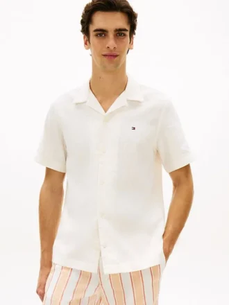 Regular Fit Linen-Blend Camp Shirt
