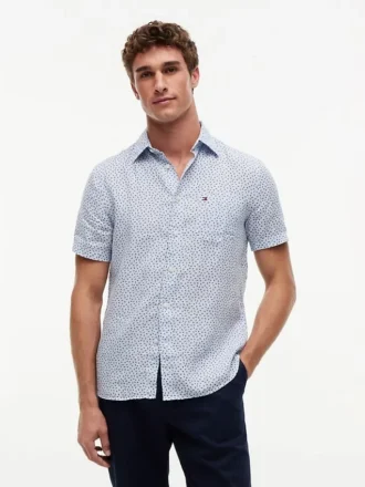 Regular Fit Linen Sailing Print Shirt
