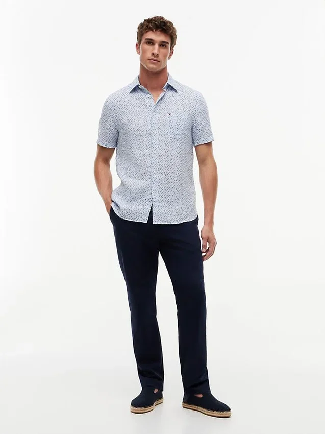 Regular Fit Linen Sailing Print Shirt Regular Fit Linen Sailing Print Shirt