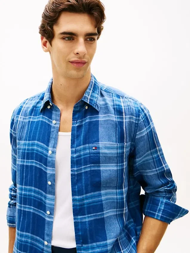 Regular Fit Madras Check Linen Shirt Regular Fit Madras Check Linen Shirt