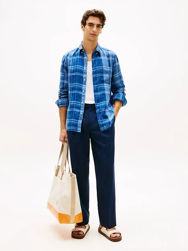 Regular Fit Madras Check Linen Shirt Regular Fit Madras Check Linen Shirt