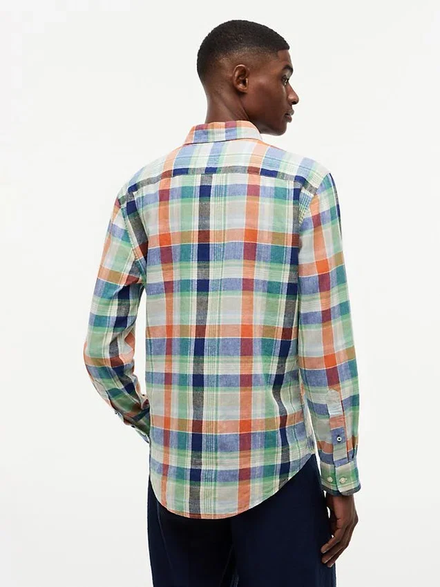Regular Fit Madras Linen-Blend Shirt Regular Fit Madras Linen-Blend Shirt