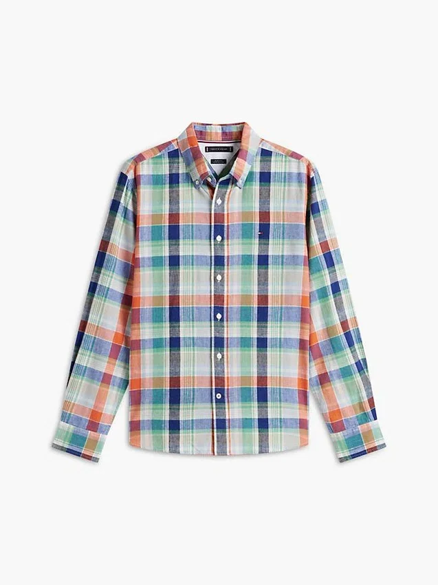 Regular Fit Madras Linen-Blend Shirt Regular Fit Madras Linen-Blend Shirt