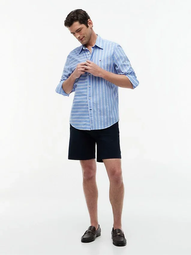 Regular Fit Mixed-Stripe All-Day Shirt Regular Fit Mixed-Stripe All-Day Shirt