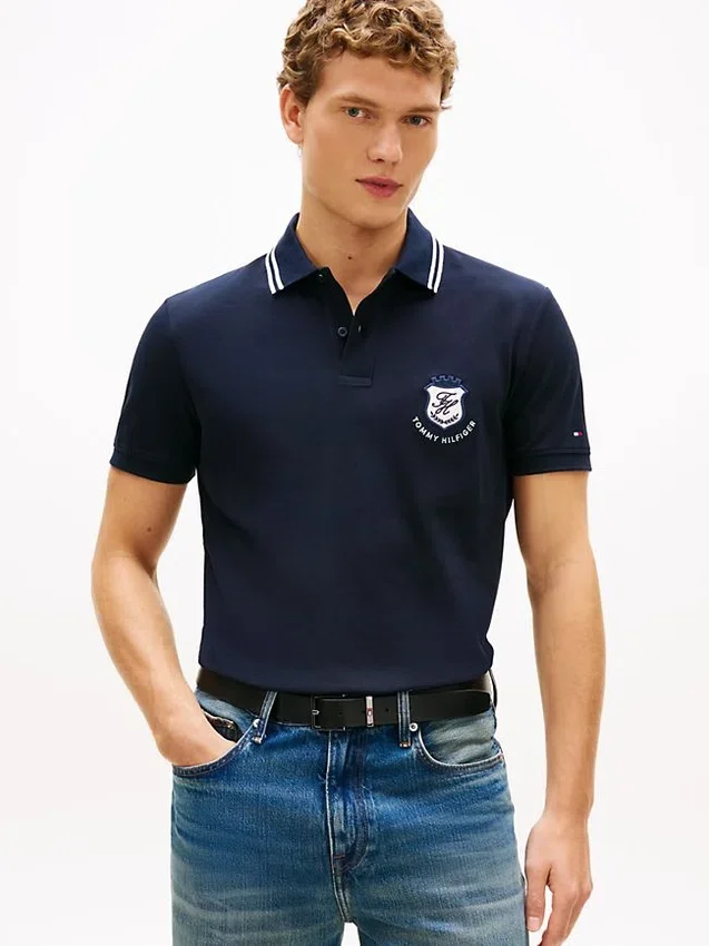 Regular Fit Monogram Crest Pique Polo Regular Fit Monogram Crest Pique Polo