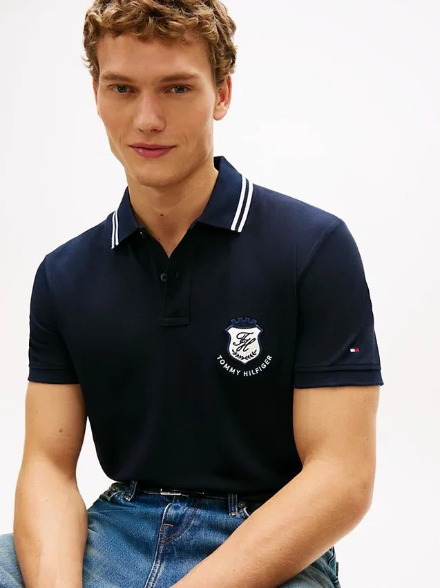 Regular Fit Monogram Crest Pique Polo Regular Fit Monogram Crest Pique Polo
