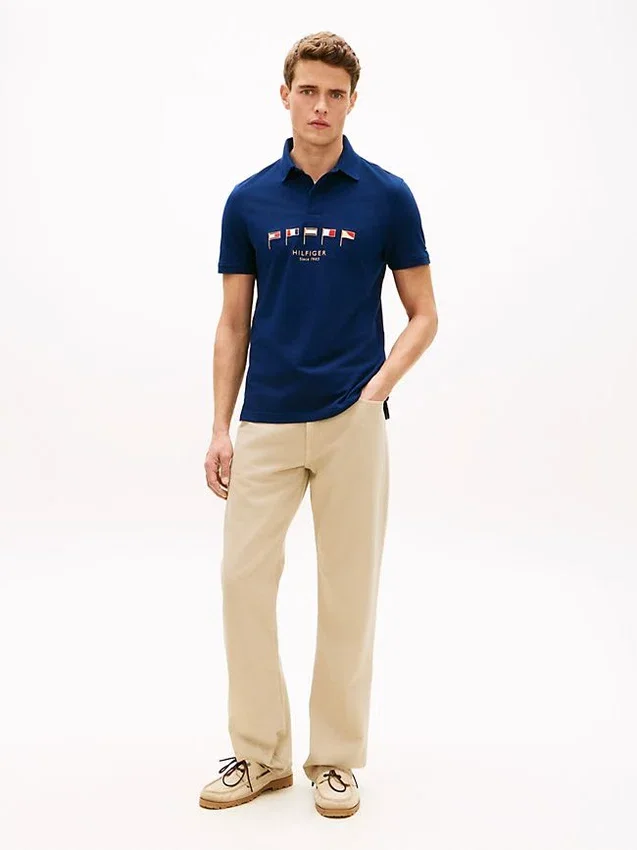 Regular Fit Nautical Flag Pique Polo Regular Fit Nautical Flag Pique Polo