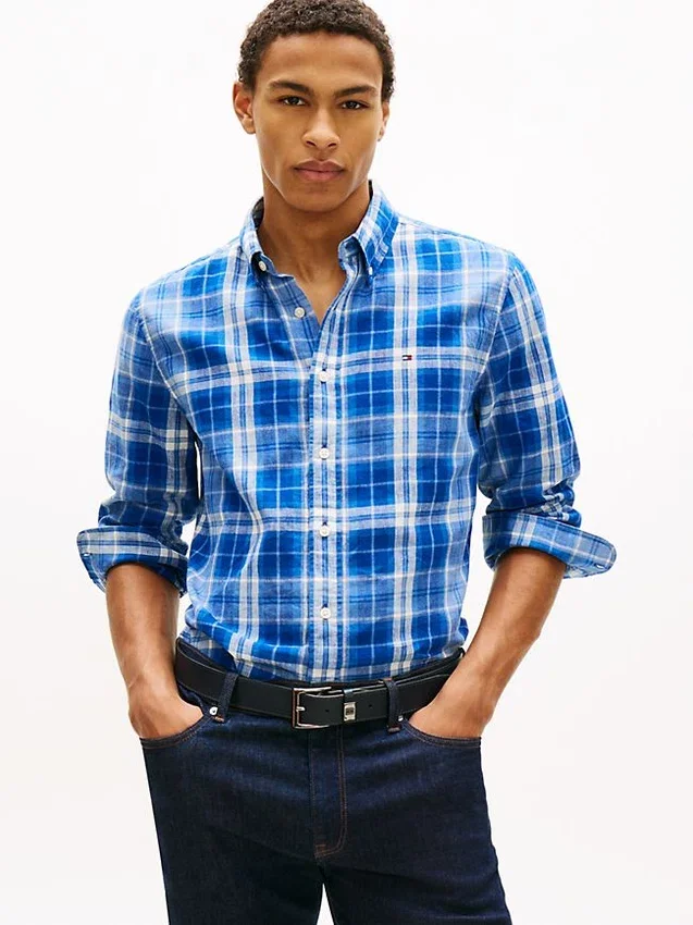 Regular Fit Plaid Linen-Blend Shirt Regular Fit Plaid Linen-Blend Shirt