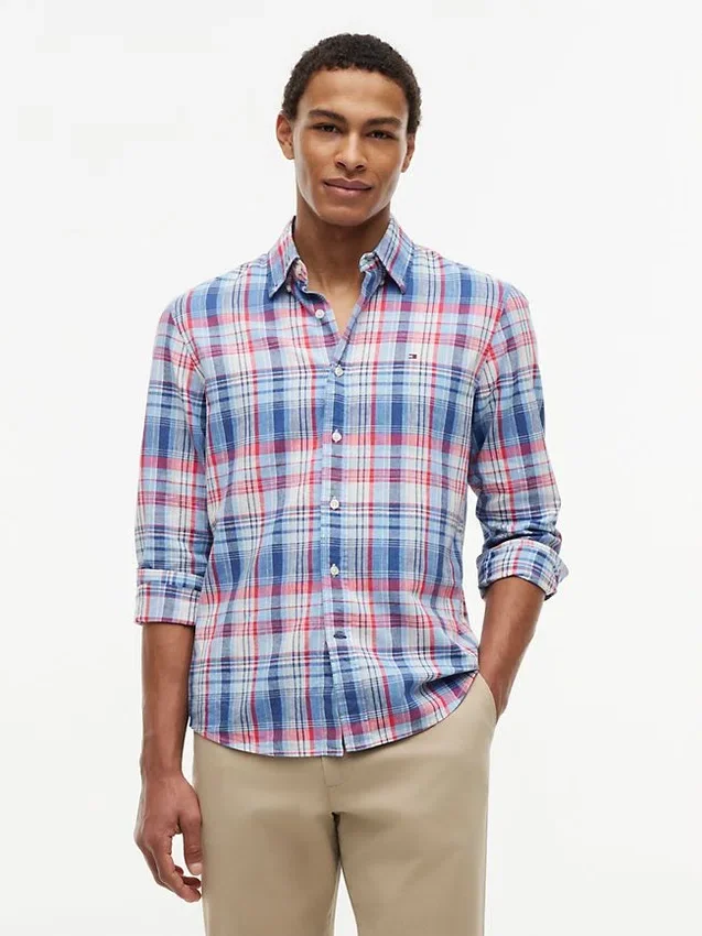 Regular Fit Plaid Linen-Blend Shirt Regular Fit Plaid Linen-Blend Shirt