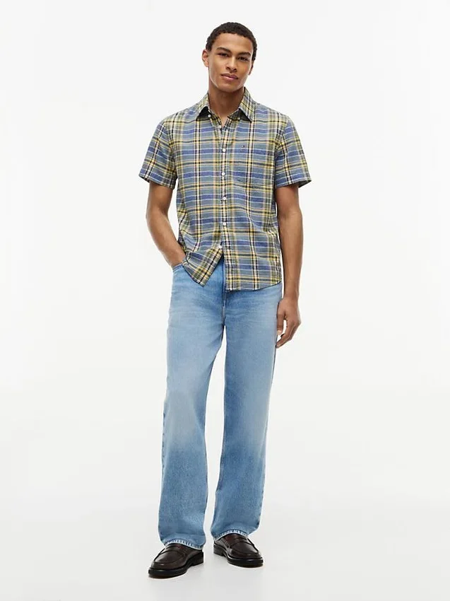 Regular Fit Plaid Linen-Blend Shirt Regular Fit Plaid Linen-Blend Shirt